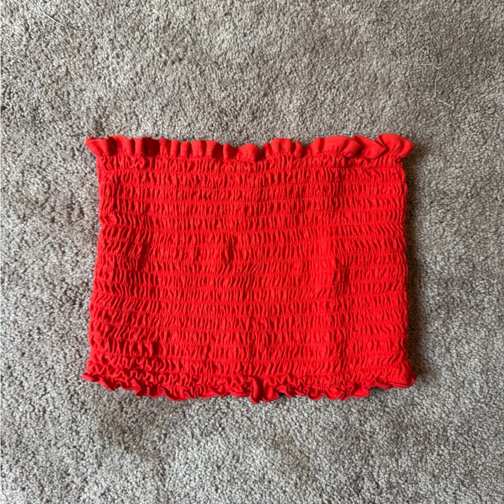 Red Smocked Tube Top